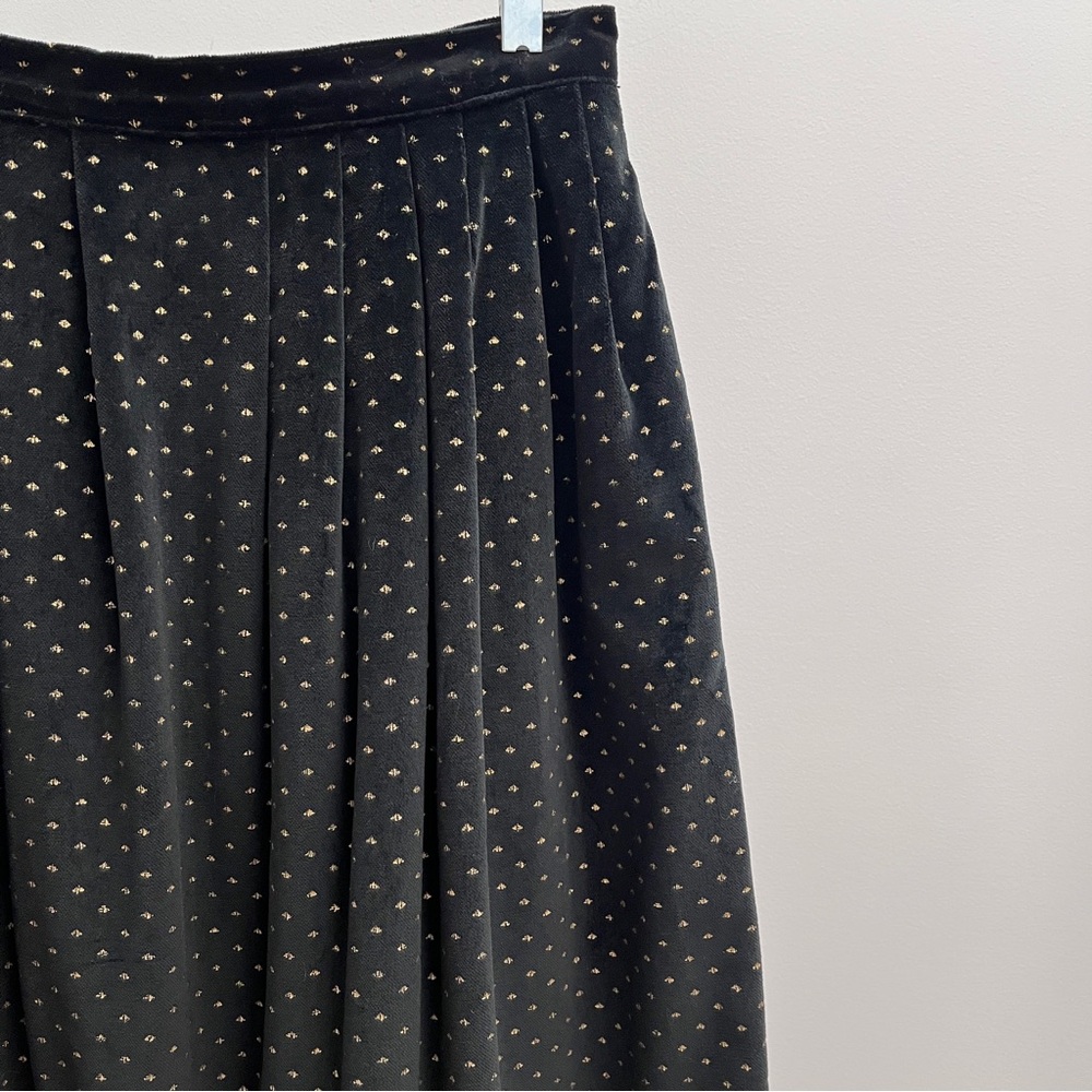 Vintage velvet pleated skirt 12 black gold pockets Components by Susan Bristol - Picture 4 of 8